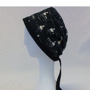 Black & White Swans Surgical Scrub Cap Dentist Vet Chemo Hat